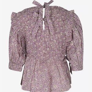 Sea New York Purple Floral Blouse with Back Bows – Size Medium